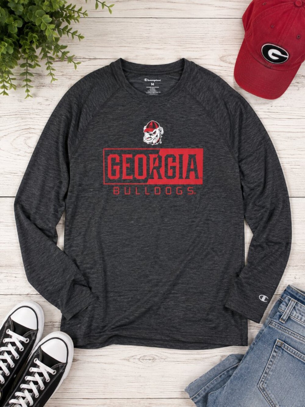 Champion Georgia Bulldogs UGA Shirt Men’s Medium Long Sleeve Gray
